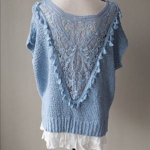 ODDI back Lace sweater BLUE